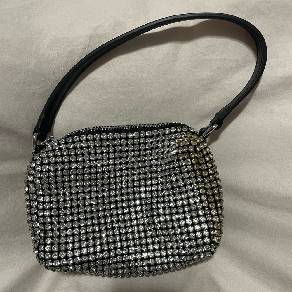 Alexander Wang Silver Crystal-Embellished Wristlet